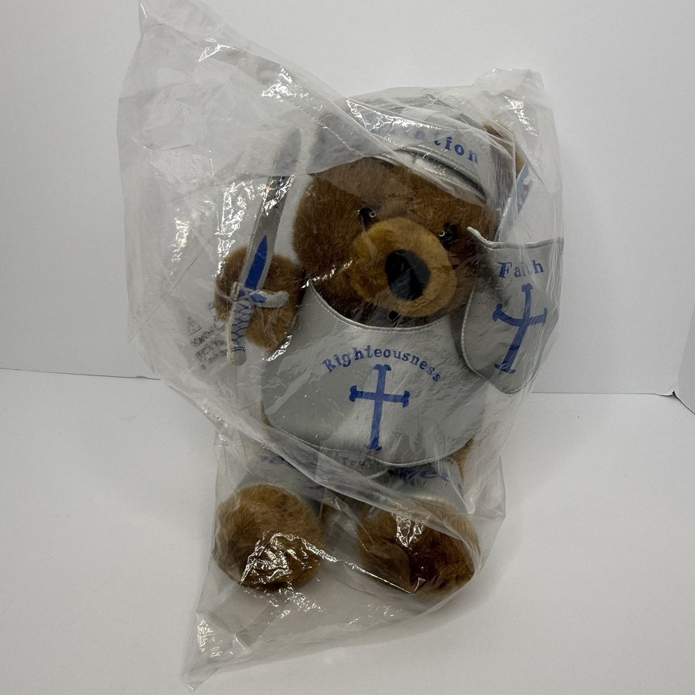 VTG 1999 Sir Andrew The Armor Bear-er 10" Plush Stuffed Animal FaithKidz NOS